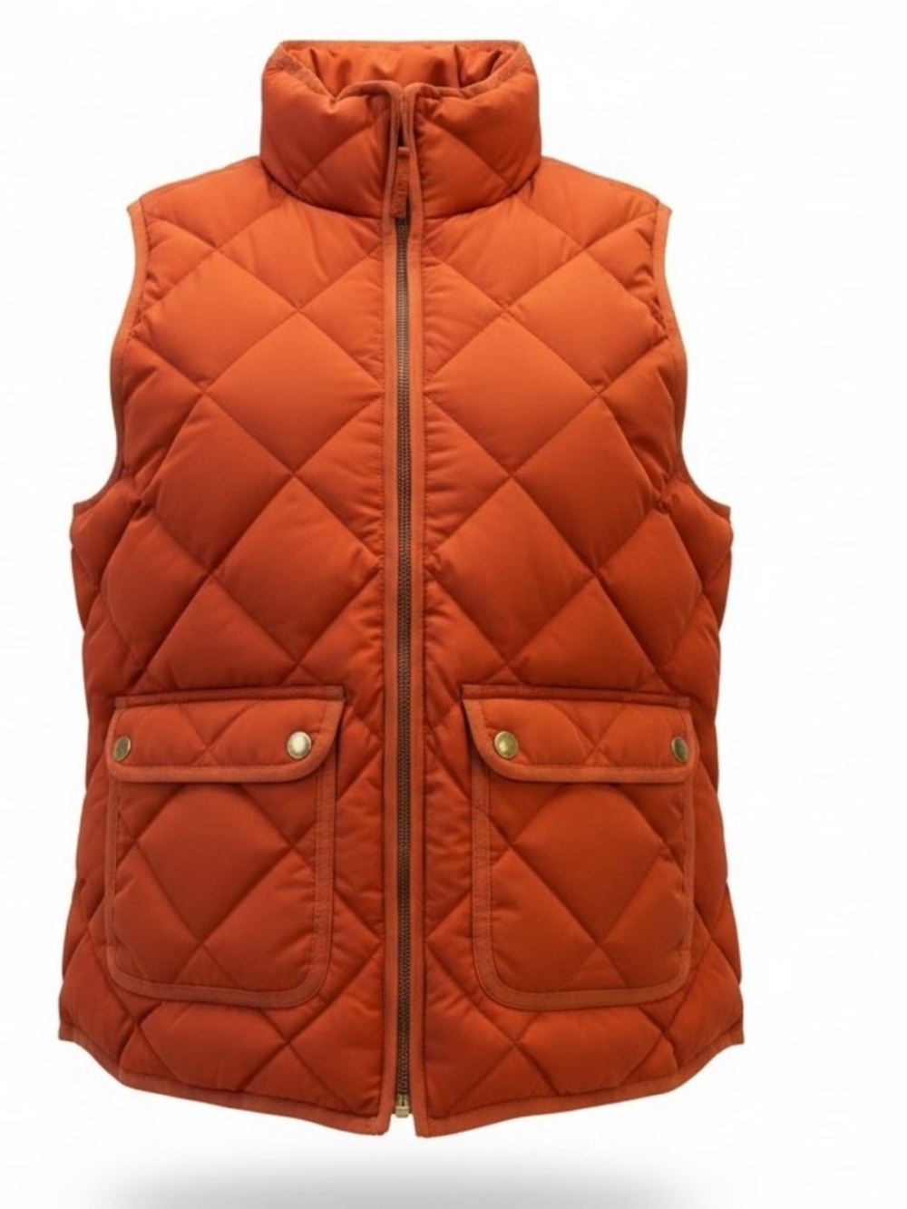 J. Crew Orange Diamond-Quilt Puffer Vest
